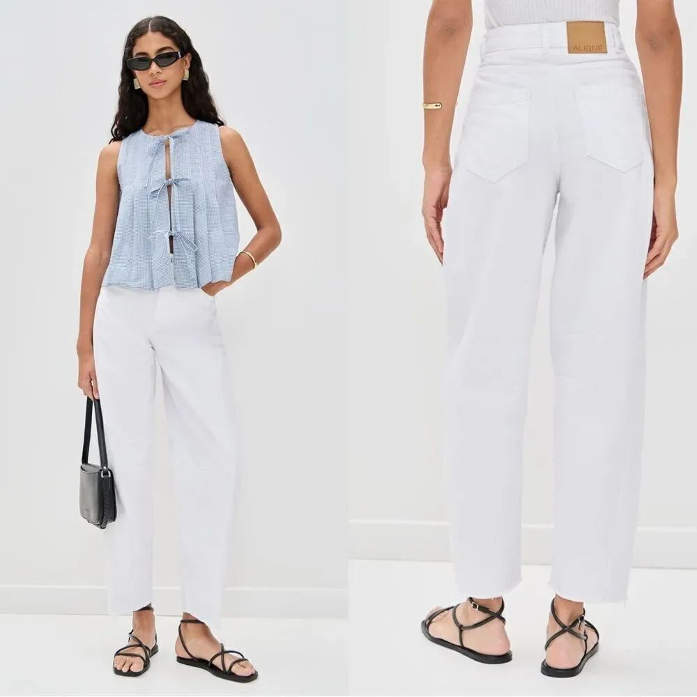 NWT Aligne Tommy Barrel Leg White Jeans High Rise Size 25